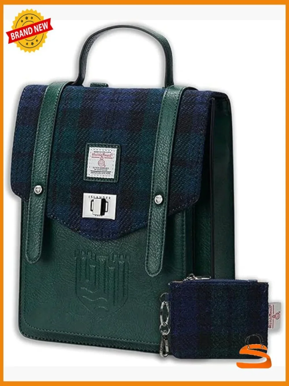 Authentic Harris Tweed Mini Backpack & Card Zip Wallet Set